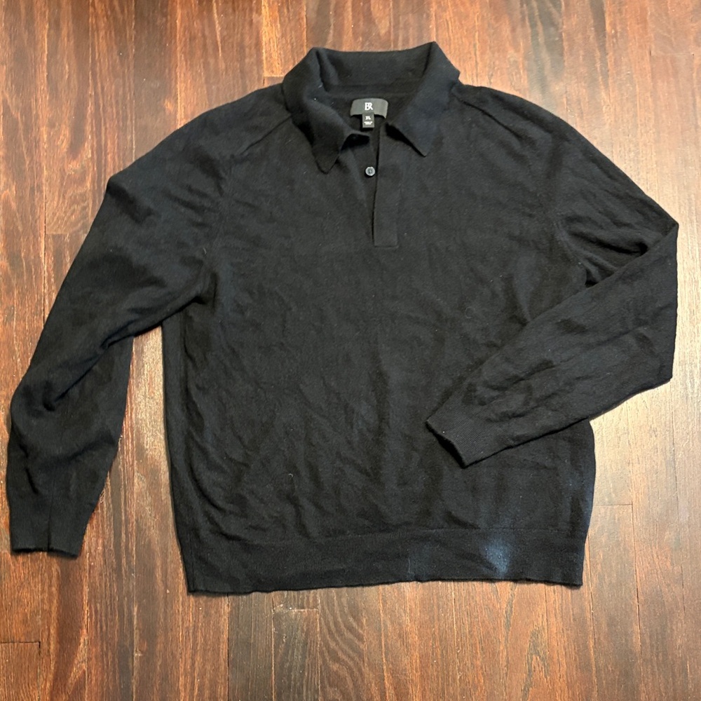 Banana Republic 100% Cashmere Black Polo Sweater
